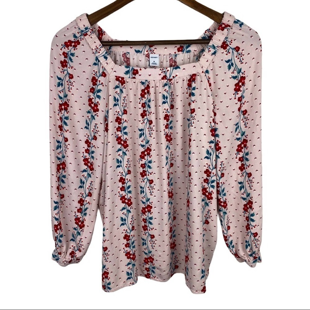 Old Navy Pink Floral Print Square Neck Top